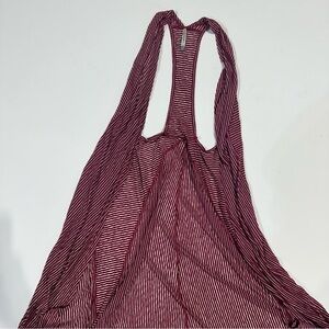 Wallflower, long lightweight, burgundy and white striped vest size XL
